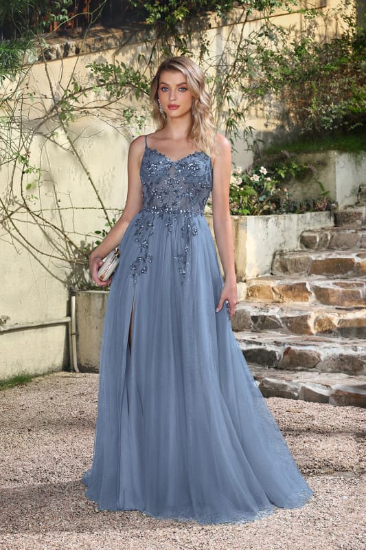 Elegant Dark Green A-Line Spaghetti Straps Prom Dress with Split
