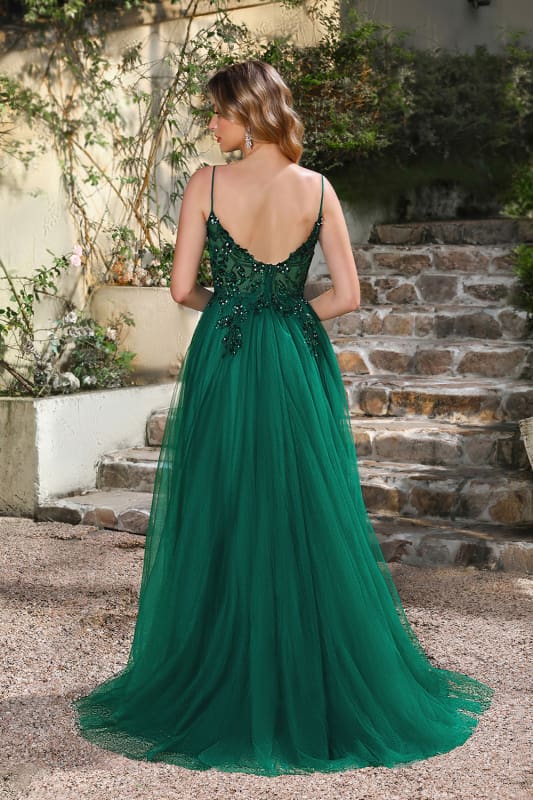 Elegant Dark Green A-Line Spaghetti Straps Prom Dress with Split Elegant Dark Green A-Line Spaghetti Straps Prom Dress with Split