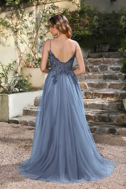 Elegant Dark Green A-Line Spaghetti Straps Prom Dress with Split
