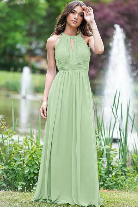 Elegant Lilac Halter A-Line Prom Dress: Sleeveless, Open Back, Chic