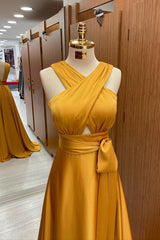 Elegant Strapped A-Line Halter Prom Dress: Flowing Long Gown for Special Occasions