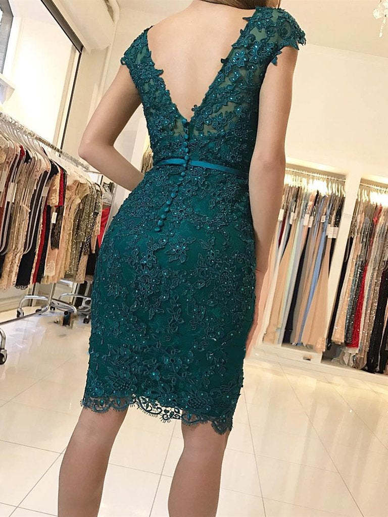 Emerald Green Lace Homecoming Dress Short Prom Formal Evening Gown