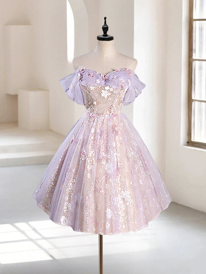 short purple puffy prom dresses Riforla Tulle Dress Women off Shoulder Short Puffy Prom Dresses Strapless  Mesh Birthday Fairy Dress Ruffle Dresses for Women