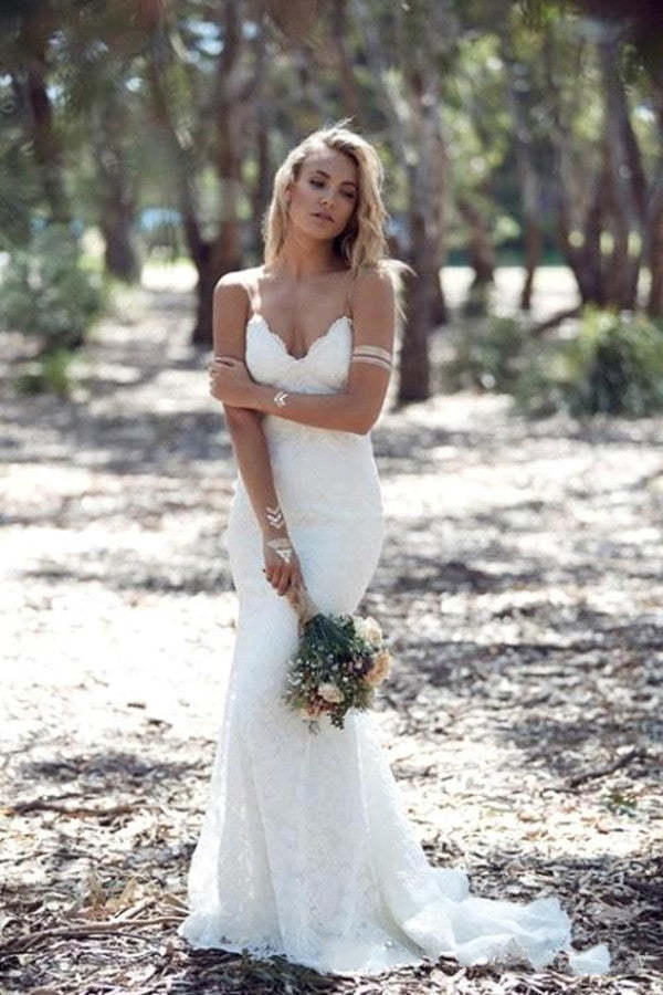 Backless Lace Mermaid Wedding Dress with Low Open Back