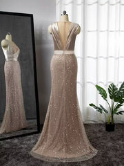 Elegant Pink Beaded Mermaid Evening Gown with Detachable Cape Sleeves