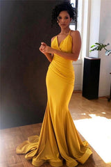 Elegant Spaghetti Straps Mermaid Long Evening Gown for Prom and Formal Events