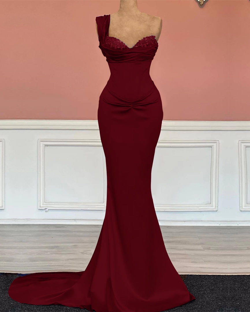 Royal Blue Sequin One-Shoulder Long Mermaid Prom Dress