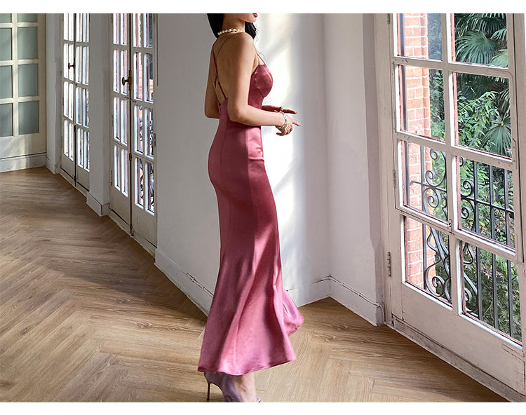 Long Formal Occasion Satin Sleeveless Evening Gowns for Women