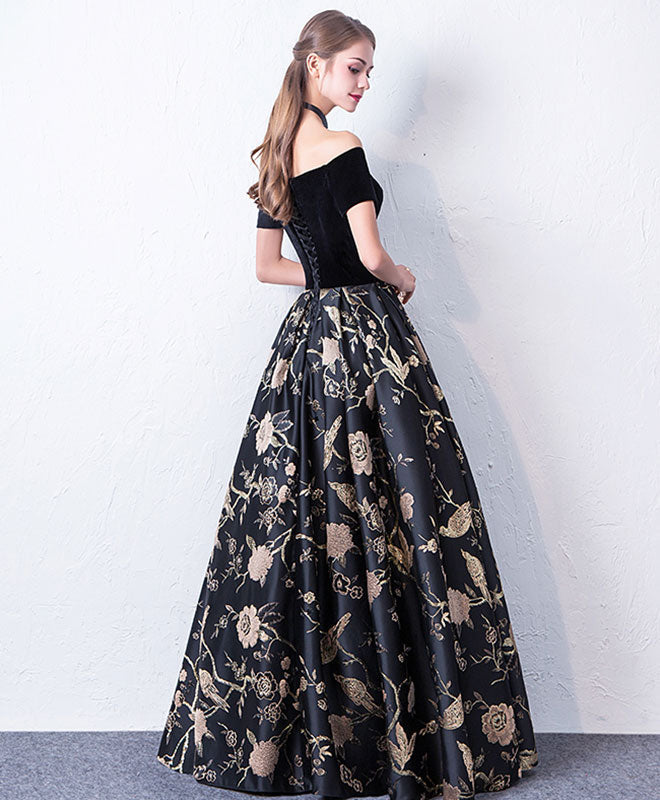 Stunning Black Off Shoulder Long Prom Evening Dress For Women