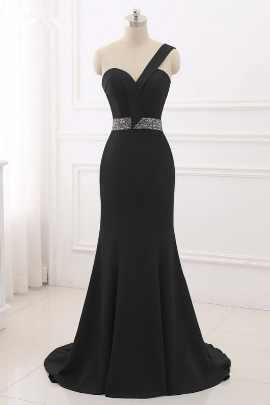 Elegant Royal Blue One-Shoulder Mermaid Prom Dress with Beaded Back Design