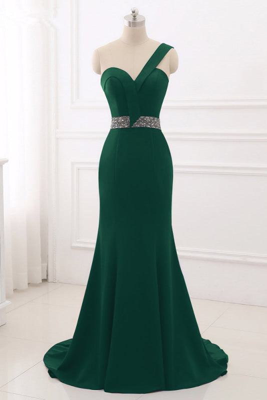 Elegant Royal Blue One-Shoulder Mermaid Prom Dress with Beaded Back Design
