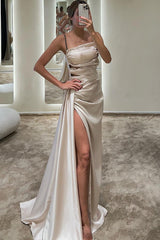 Elegant Royal Blue Spaghetti Strap Prom Gown - Slimming Pleated Mermaid Design