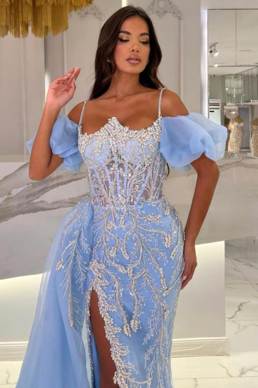 Sparkling Sequin A-Line Gown: Off-Shoulder, Side Slit, Long Prom & Evening Dress