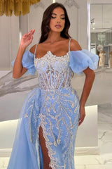 Sparkling Sequin A-Line Gown: Off-Shoulder, Side Slit, Long Prom & Evening Dress