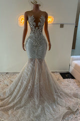 Sparkling V-Neck Beaded Rhinestone Mermaid Prom Dress for Elegant Evenings