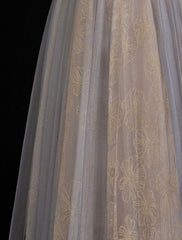 Elegant Gray Blue Long Prom Dress with Sweetheart Neckline Designed