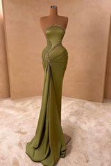 Elegant Strapless Sleeveless Empire Beaded Mermaid Prom Dress for Special Occasions