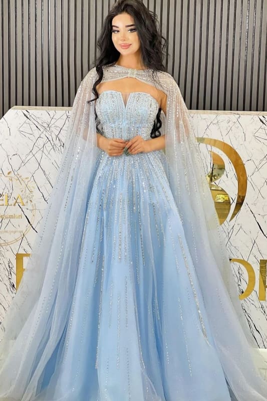 Elegant V-Neck Beaded A-Line Sequins Floor-Length Prom Dress for Women