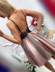V-Neck Short Black Lace Prom Dress: Homecoming, Graduation Elegance for Women