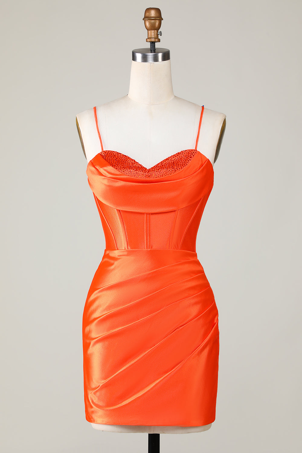 Orange Sparkly Beaded Corset Tight Short Homecoming Dress – Perfect Party