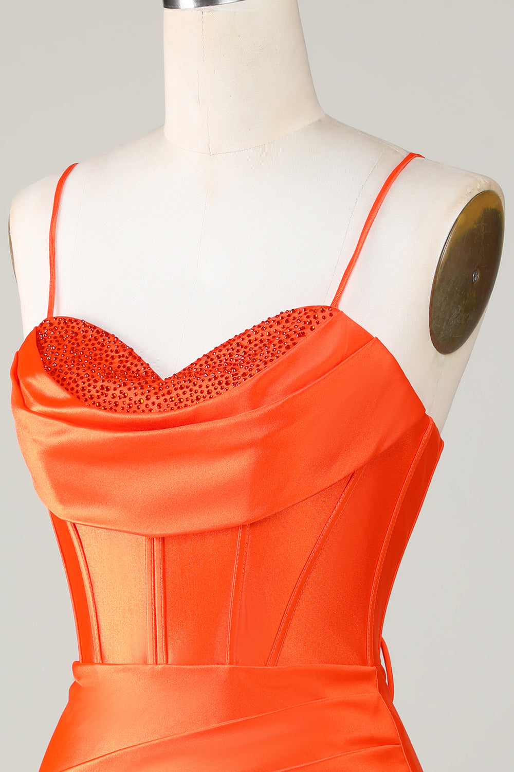 Orange Sparkly Beaded Corset Tight Short Homecoming Dress – Perfect Party