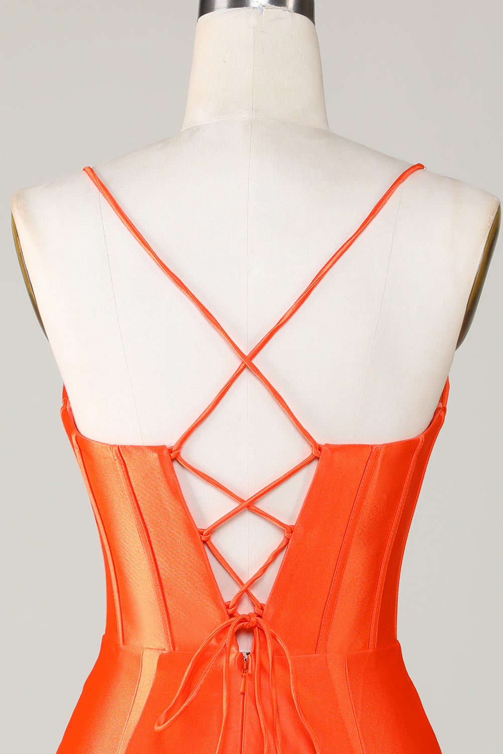 Orange Sparkly Beaded Corset Tight Short Homecoming Dress – Perfect Party