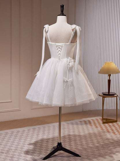 Adorable Tulle Short White Occasion Dress Homecoming Dress - DollyGown