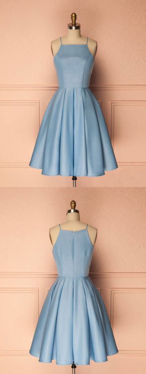 Light Blue Short Knee-Length Bridesmaid Dresses Light Blue Short Prom Dress 18021601-Dolly Gown