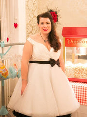 1950s Plus Size Vintage Polka Dot Short Wedding Dress,20111660 - DollyGown