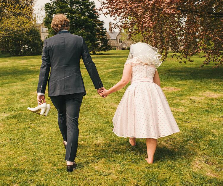 1950s Vintage Short Pink Polka Dot Retro Wedding Dress Tea Length,20111658 - DollyGown
