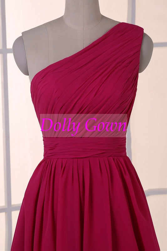 Short Bridesmaid Dresses One Shoulder Bridesmaid Dresses Hot Pink ...