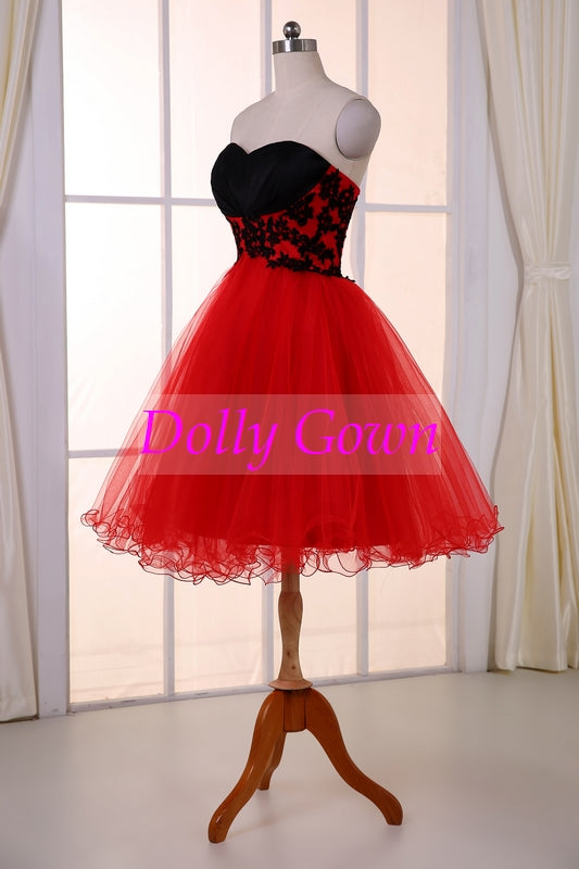 Red Short Teenager Strapless Prom Dress |Short Formal Dress Red Short Teenager Strapless Prom Dress |Short Formal Dress