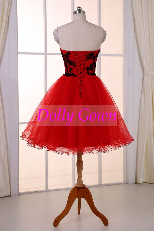 Red Short Prom Dress Teenager Prom Dress Strapless Prom Dress 2021 Short Formal Dress,18032805-Dolly Gown