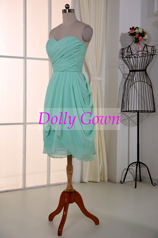 Mint Short Summer Strapless Chiffon Bridesmaid Dresses Mint Short Summer Strapless Chiffon Bridesmaid Dresses