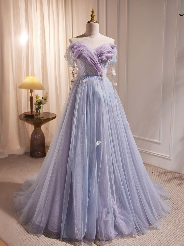 Princess Lavender Tulle Sweetheart Occasion Dress Long Prom Dress - DollyGown