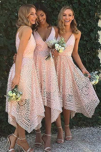 Bridesmaid Dresses, Stylish Navy Blue Tea Length Sexy V-Neck Bridesmaid Dresses,201707202-Dolly Gown
