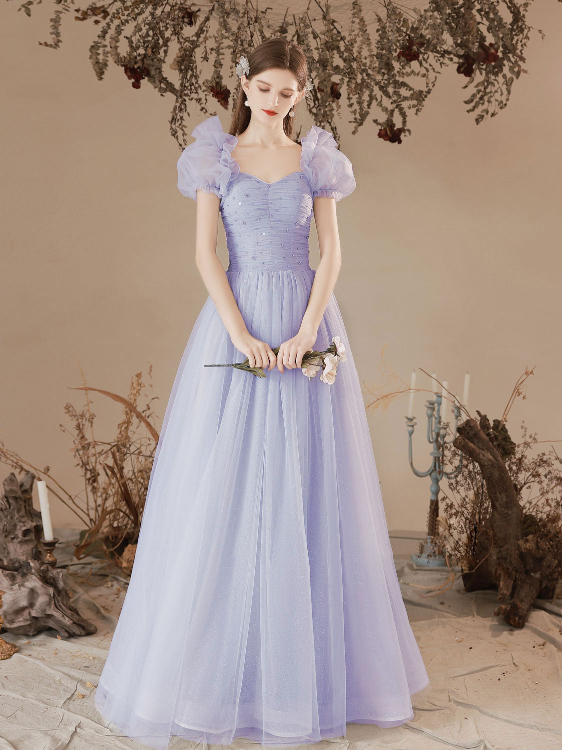 Fairy Princess Tule Lilac Formal Dress Long Party Dress - DollyGown