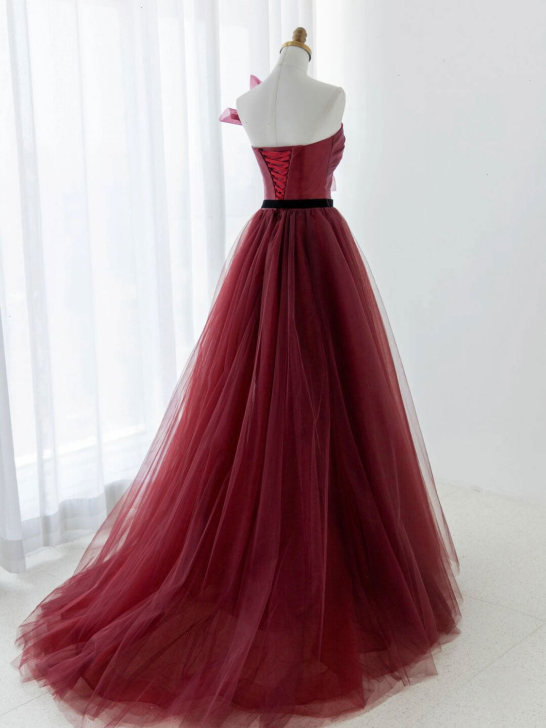 Strapless Burgundy Tulle A-line Formal Dress Prom Dress Strapless Burgundy Tulle A-line Formal Dress Prom Dress