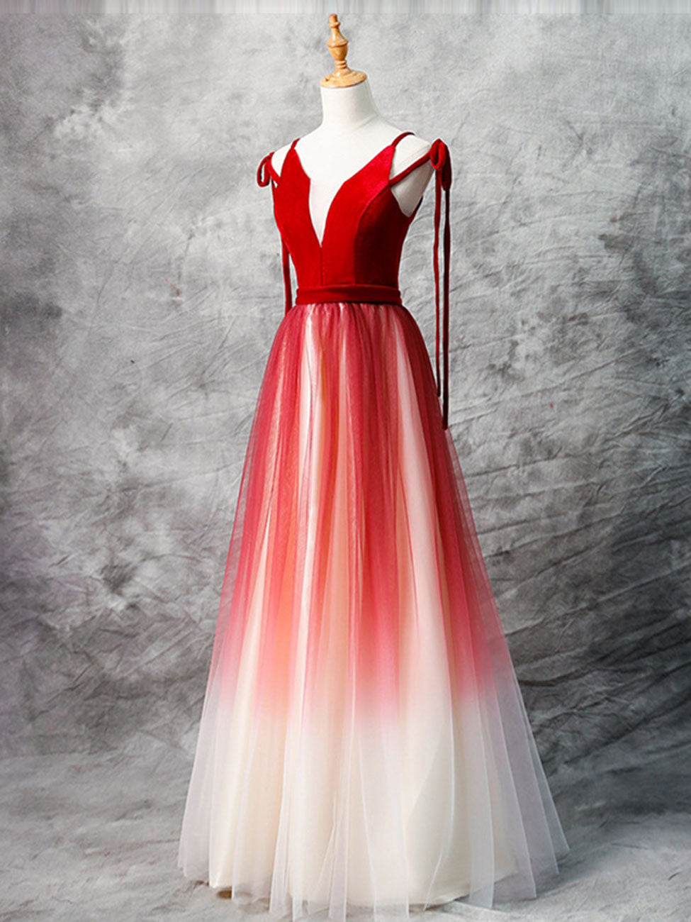 Ombre Red Maxi Long A-line Prom Dress Formal Dress Ombre Red Maxi Long A-line Prom Dress Formal Dress