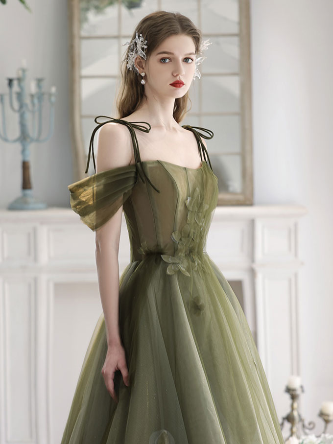 Sage Green A-line Off The Shoulder Maxi Formal Dress Occasion Dress - DollyGown