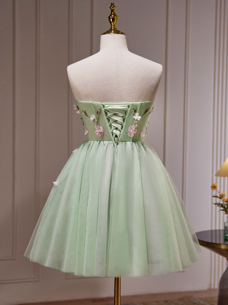 Green Tulle  See Through Sheer Homecoming Dress Party Dress - DollyGown