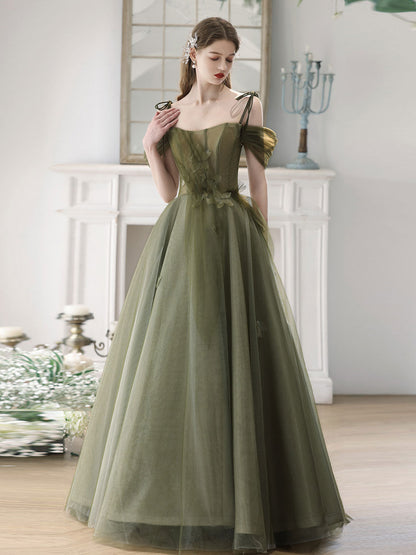 Sage Green A-line Off The Shoulder Maxi Formal Dress Occasion Dress - DollyGown