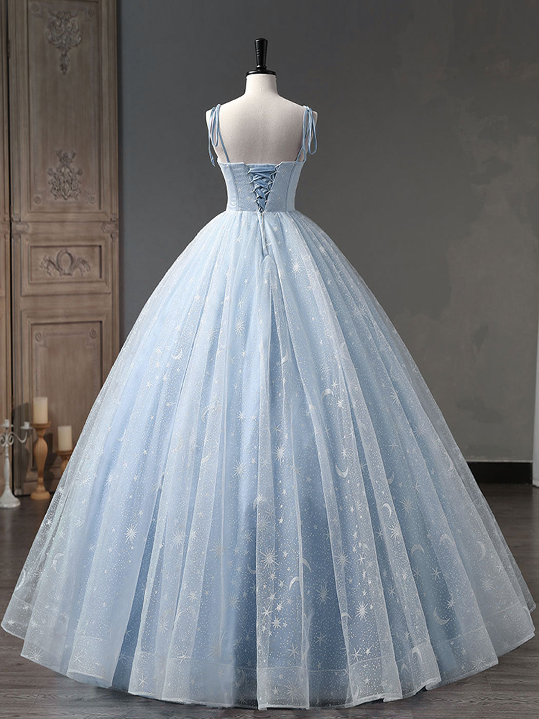 Light Blue Ball Gown Corset Prom Dress Quinceanera Dress - DollyGown
