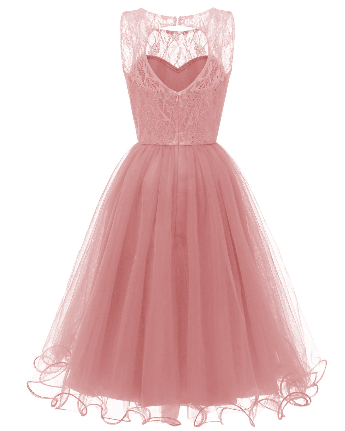 Pink Retro Modest Navy Lace Tulle Cocktail Dress Short Homecoming Dress, 074P-Dolly Gown