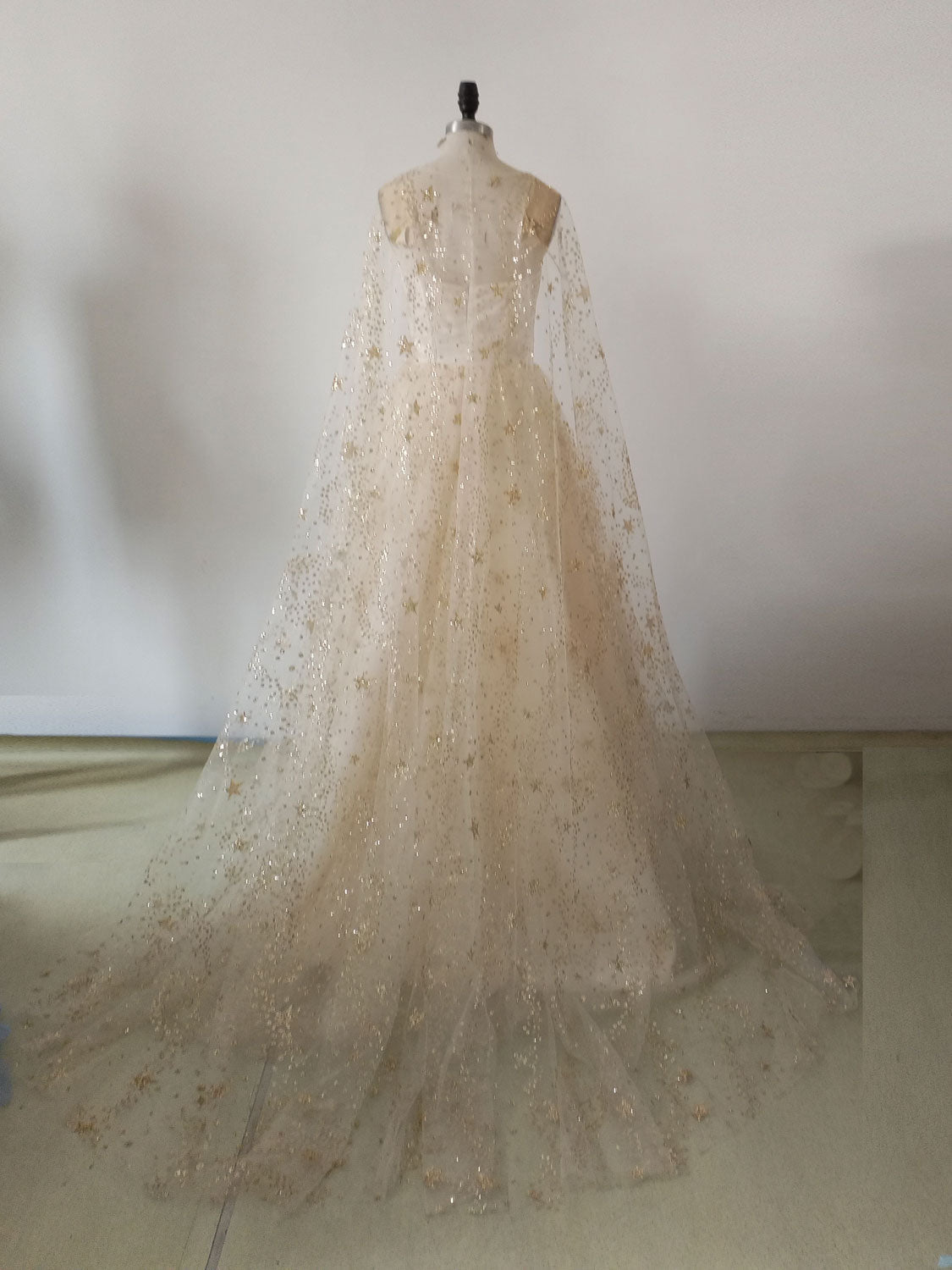 Glamorous Star Print Champagne Long Prom Dress Glamorous Star Print Champagne Long Prom Dress