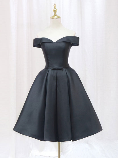 Black Short 50s Style Vintage Homecoming Dress Bridesmaid Dresses - DollyGown