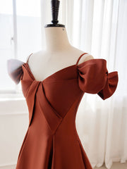 Orange Off The Shoulder A-line Long Evening Dress Prom Dress - DollyGown