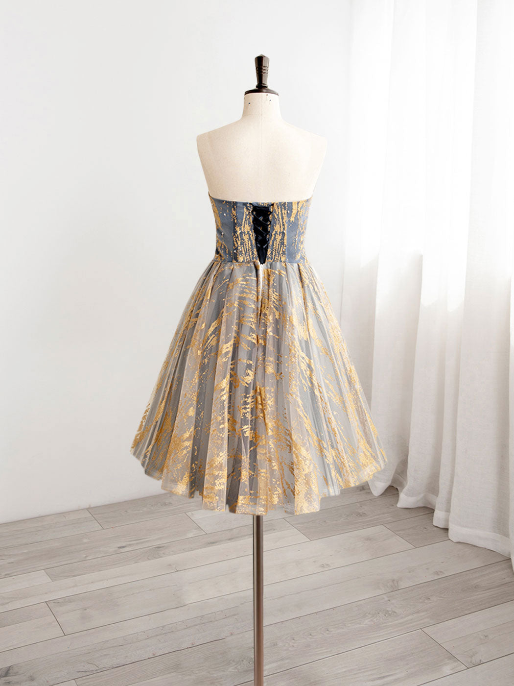 Strapless Gold/Blue Short Homecoming Dress 8th Grade Formal Dress Strapless Gold/Blue Short Homecoming Dress 8th Grade Formal Dress
