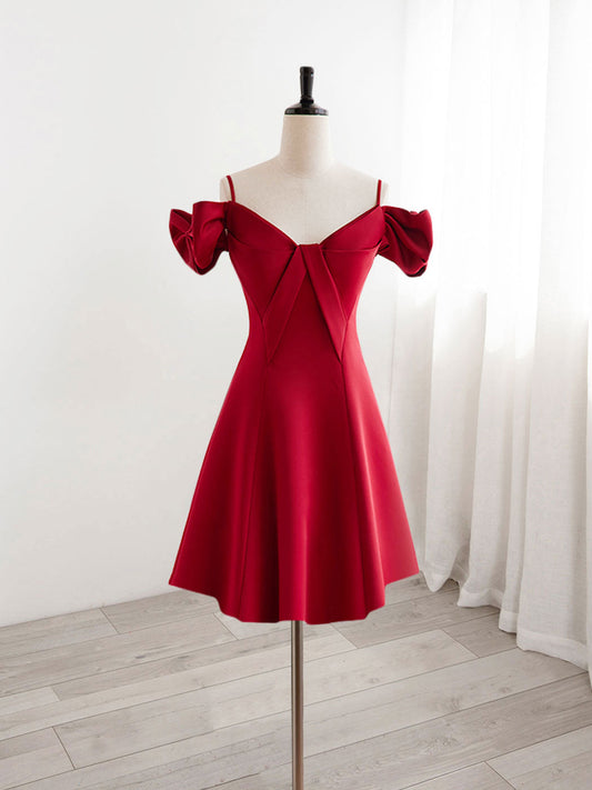 Red Short Formal Dress Juniors Homecoming Dress - DollyGown