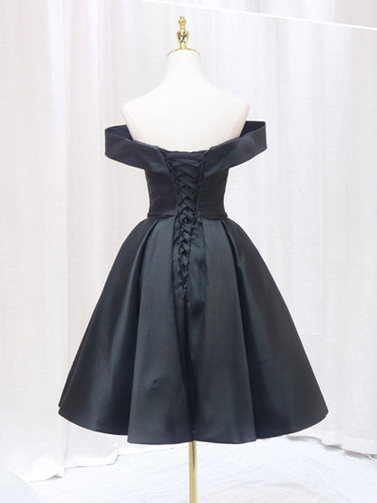 Black Short 50s Style Vintage Homecoming Dress Bridesmaid Dresses - DollyGown